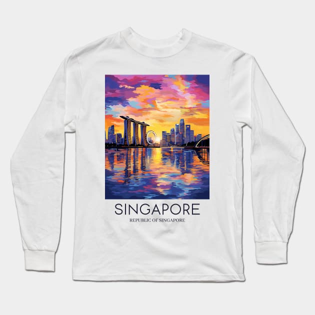 A Pop Art Travel Print of Singapore Long Sleeve T-Shirt by Studio Red Koala